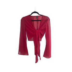 Mesh Bell-Sleeve Wrap Top - Perfect for a Bathing Suit Cover Up